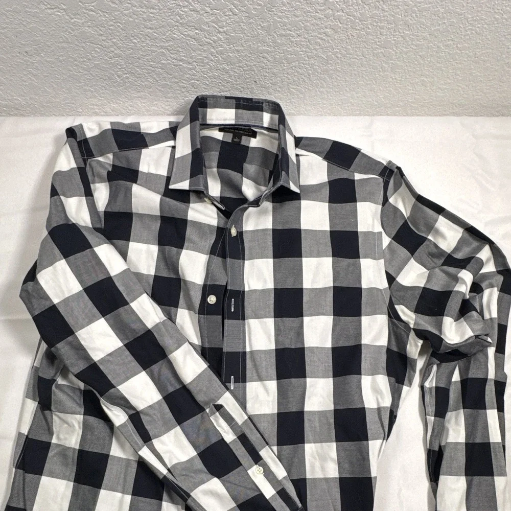 Banana Republic Non-Iron Tailored Slim Fit L 16-16 1/2 Blue/White Check